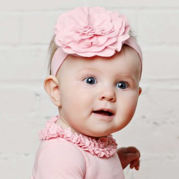 Lemon Loves Layette "Lily Pad" Headband for Baby Girls in Pink