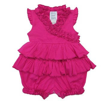 Lemon Loves Layette "Lotus" Romper for Baby Girls in Hot Pink