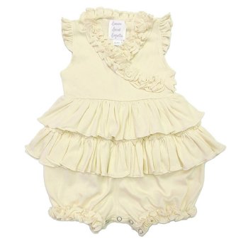 Lemon Loves Layette "Lotus" Romper for Newborn and Baby Girls in Eggnog Beige