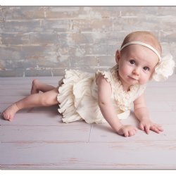 Lemon Loves Layette "Lotus" Romper for Newborn and Baby Girls in Eggnog Beige