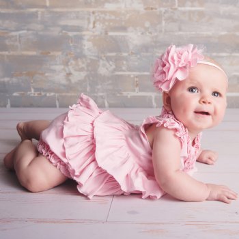 Lemon Loves Layette "Lotus" Romper for Newborn and Baby Girls in Pink