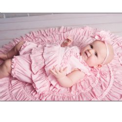 Lemon Loves Layette "Lotus" Romper for Newborn and Baby Girls in Pink