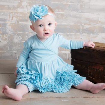 Lemon Loves Layette "Jada" Dress for Newborns and Baby Girls in Cinderella Blue
