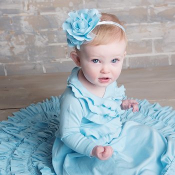 Lemon Loves Layette "Jenna" Gown for Newborn Girls in Cinderella Blue