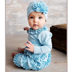 Lemon Loves Layette "Peony" Romper in Cinderella Blue