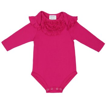 Lemon Loves Layette "Madison" Onesie for Newborn and Baby Girls in Hot Pink