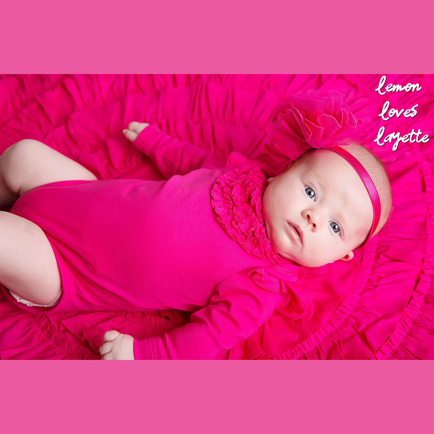 Lemon Loves Layette Madison Onesie for Newborn and Baby Girls in Hot Pink (3-6 Mos.)