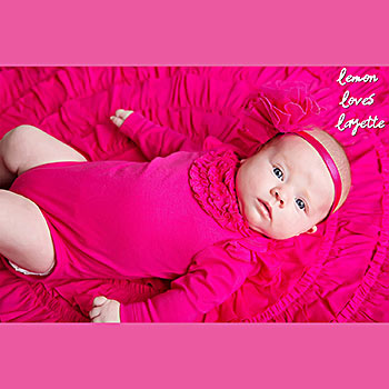 Lemon Loves Layette "Madison" Onesie for Newborn and Baby Girls in Hot Pink