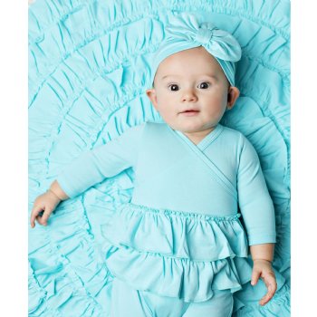 Lemon Loves Layette "Mayra" Romper for Newborns and Baby Girls in Blue Tint