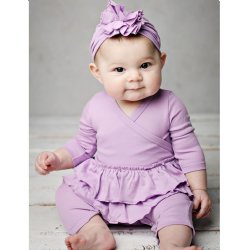 Lemon Loves Layette "Mayra" Romper for Newborns and Baby Girls in Sheer Lilac