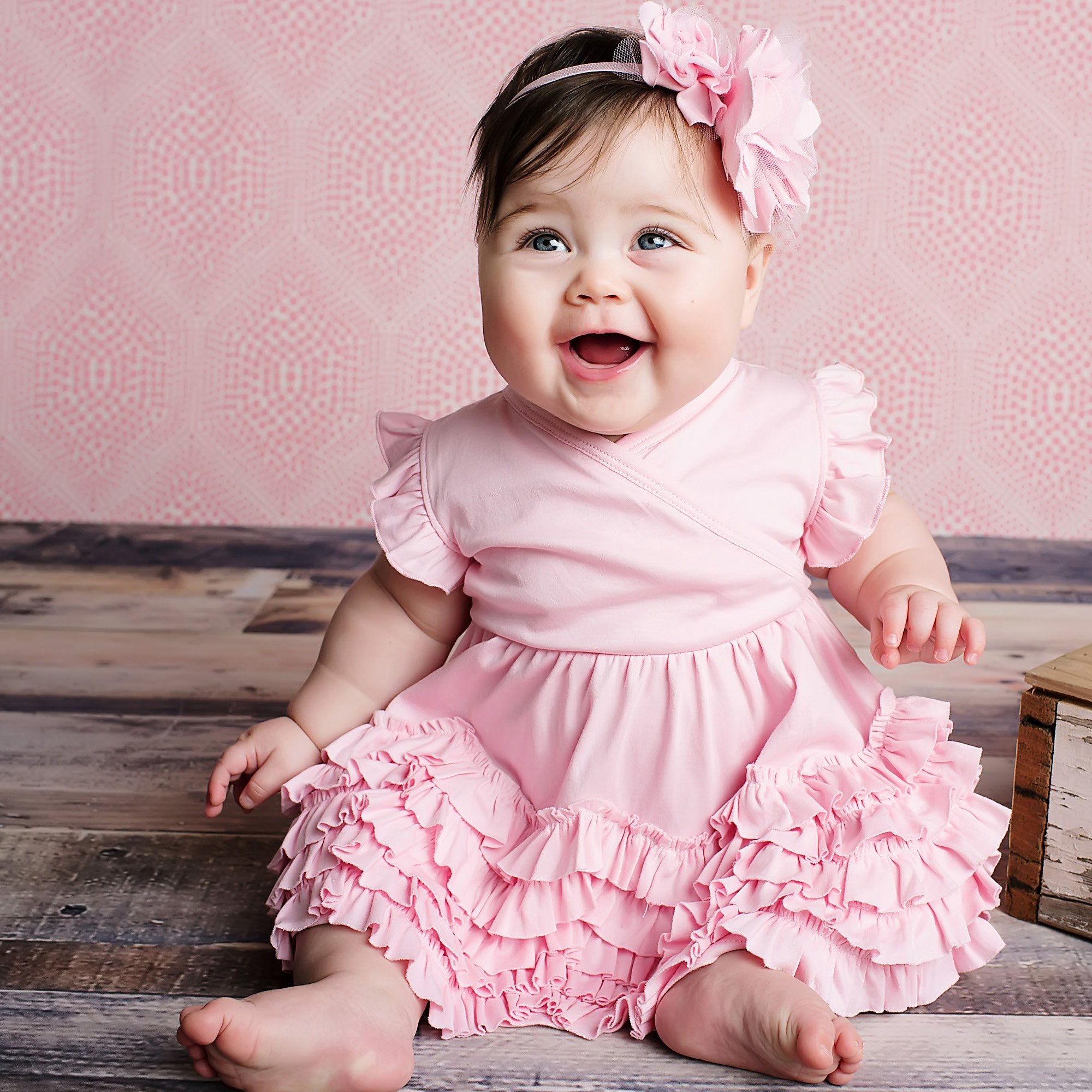 Lemon Loves Layette Pink Baby Dress Mia in Pink Lemon Loves Layette Pink Baby Dress Mia in Pink