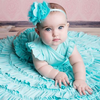 Lemon Loves Layette "Mia" Dress for Baby and Toddlers in Blue Tint