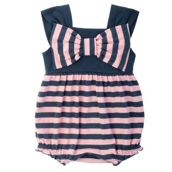 Lemon Loves Layette "Nautical Bow" Bubble Romper for Baby Girls