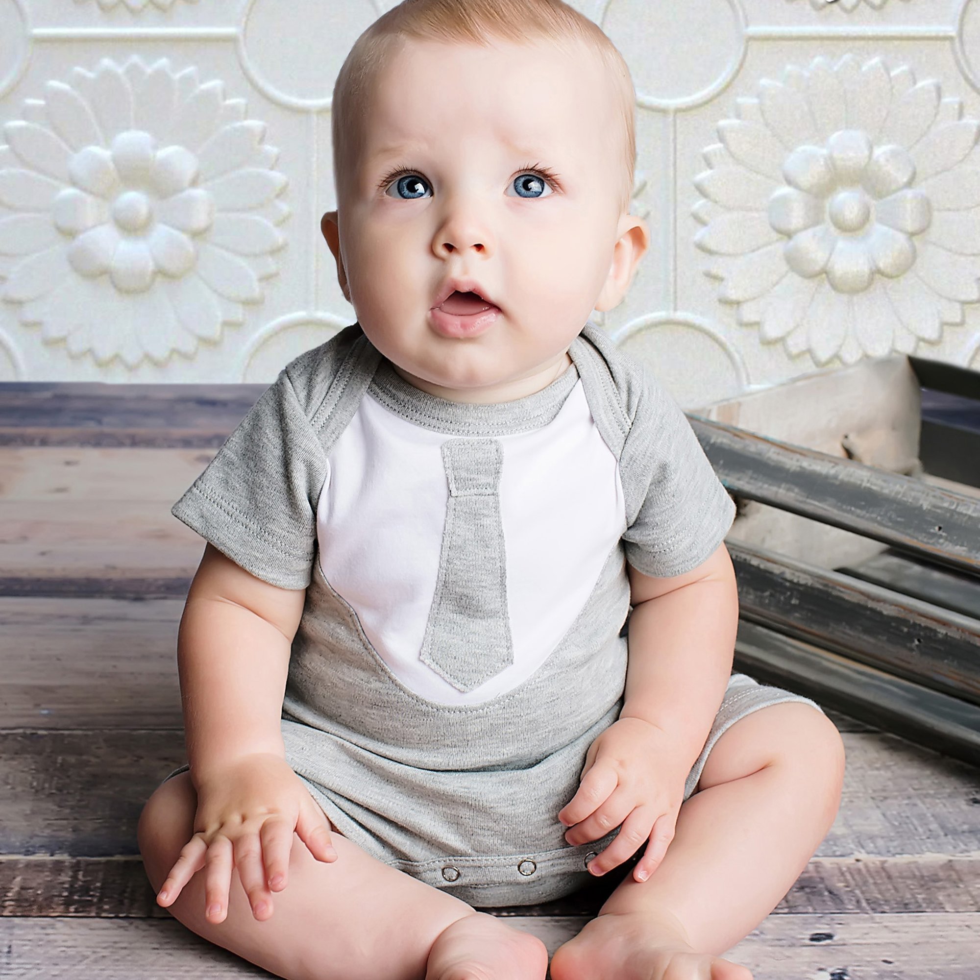 Heather Grey Romper for Baby Boys Lemon Loves Layette
