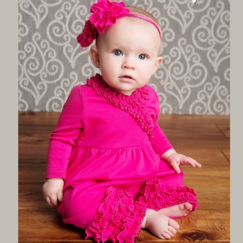 Lemon Loves Layette "Olivia" Romper  for Newborns and Baby Girls in Hot Pink