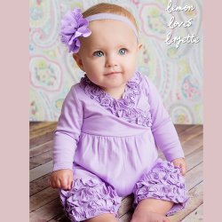 Lemon Loves Layette "Olivia" Romper  for Newborn and Baby Girls in Lilac