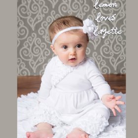 Lemon Loves Layette "Olivia" Romper  for Newborns and Baby Girls in White