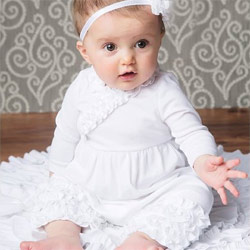 Lemon Loves Layette "Olivia" Romper  for Newborns and Baby Girls in White