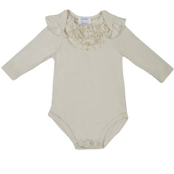 Lemon Loves Layette "Madison" Onesie for Newborn and Baby Girls in Eggnog Beige