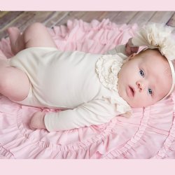 Lemon Loves Layette "Madison" Onesie for Newborn and Baby Girls in Eggnog Beige