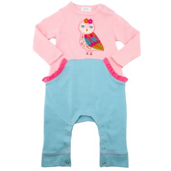 Lemon Loves Layette "Owl Luna" Romper for Baby Girls