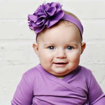 Lemon Loves Layette "Lily Pad" Headband for Baby Girls in Amethyst