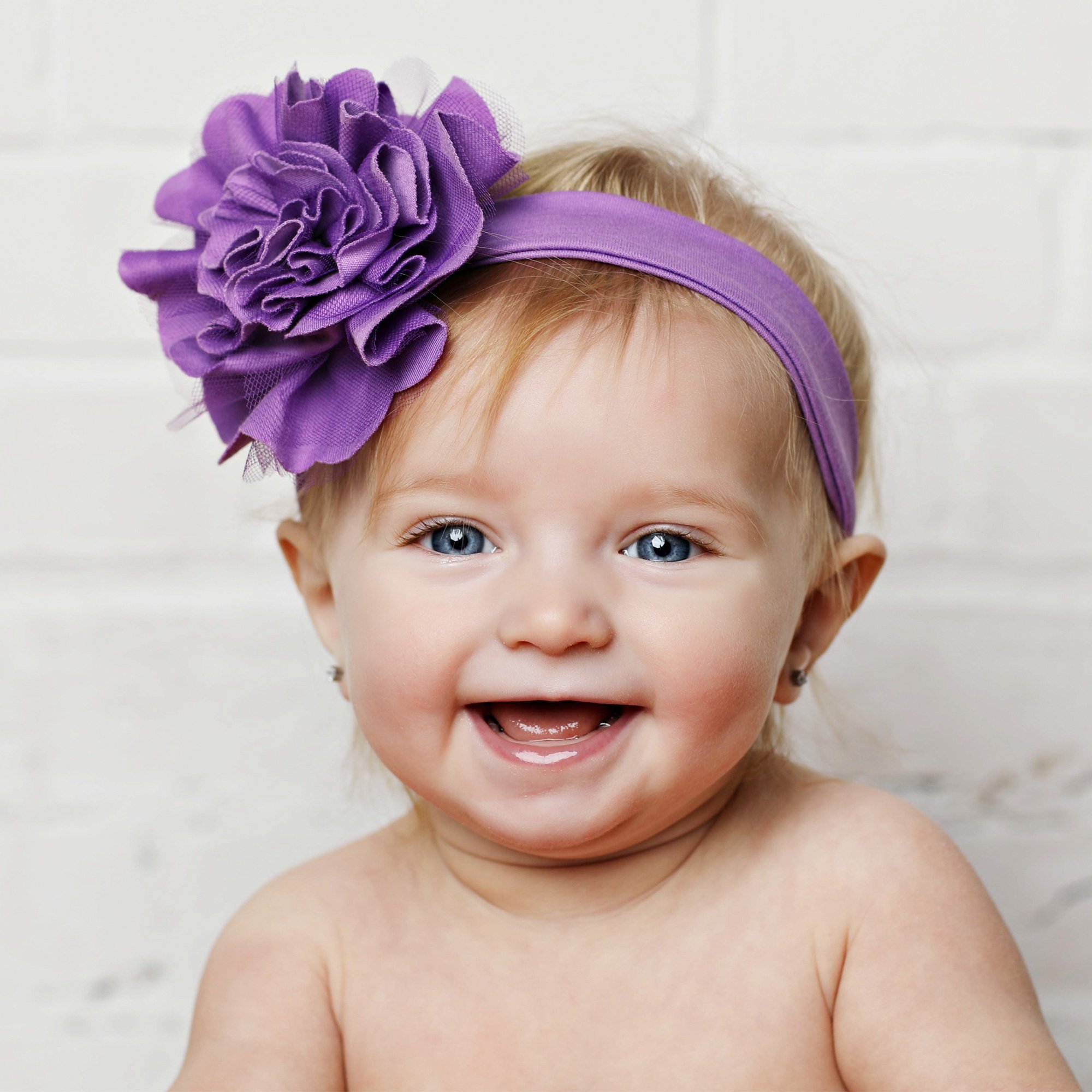 Lemon Loves Layette Lily Pad Headband for Baby Girls in Amethyst