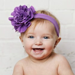 Lemon Loves Layette "Lily Pad" Headband for Baby Girls in Amethyst