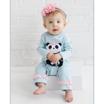 Lemon Loves Layette "Panda" Romper for Newborn and Baby Girls