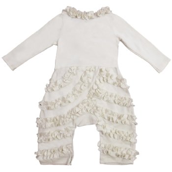 Lemon Loves Layette "Peony" Romper for Newborn, Baby and Toddler Girls in Eggnog Beige