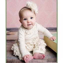 Lemon Loves Layette "Peony" Romper for Newborn, Baby and Toddler Girls in Eggnog Beige