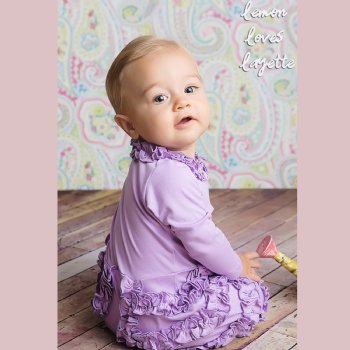 Lemon Loves Layette "Peony" Romper for Baby Girls  in Lilac