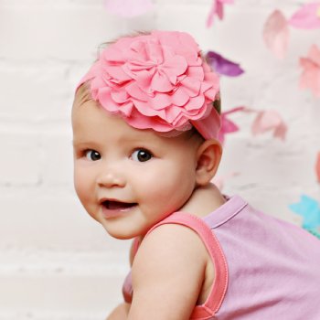 Lemon Loves Layette "Lily Pad" Headband for Baby Girls in Pink Lemonade