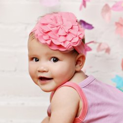 Lemon Loves Layette "Lily Pad" Headband for Baby Girls in Pink Lemonade