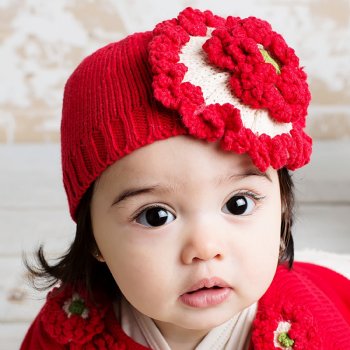 Lemon Loves Layette "Poppy" Knit Hat for Newborn and Baby Girls in True Red