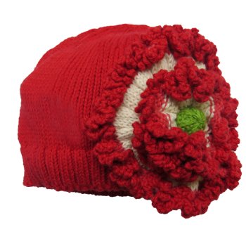 Lemon Loves Layette "Poppy" Knit Hat for Newborn and Baby Girls in True Red