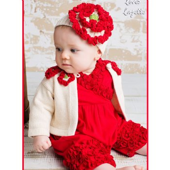 Lemon Loves Layette "Poppy" Sweater for Newborn and Baby Girls in Eggnog Beige