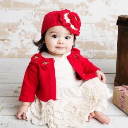 Lemon Loves Layette "Poppy" Sweater for Newborn and Baby Girls in True Red