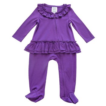 Lemon Loves Layette "Sophie" Skirted Footie for Newborn and Baby Girls in Amethyst
