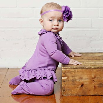Lemon Loves Layette "Sophie" Skirted Footie for Newborn and Baby Girls in Amethyst