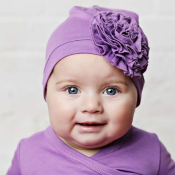 Lemon Loves Layette "Bijou" Hat for Newborn and Baby Girls in Amethyst