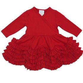 Lemon Loves Layette "Jada" Dress for Newborns and Baby Girls in True Red