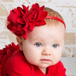 Lemon Loves Layette "Rose" Headband for Baby Girls and Toddlers in True Red