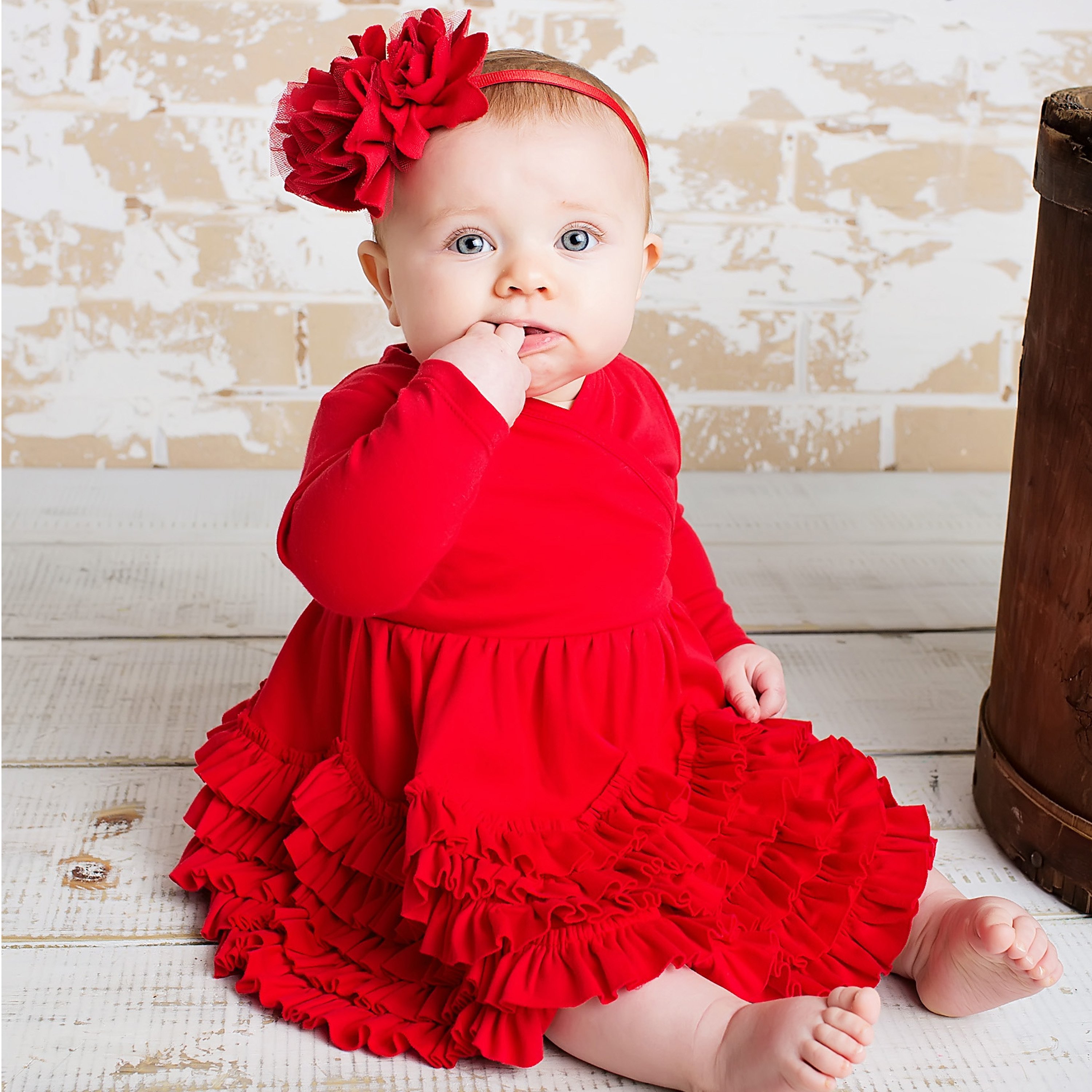 Baby Girl Christmas Dress in True Red | Baby Bling Street Baby Fashion Boutique