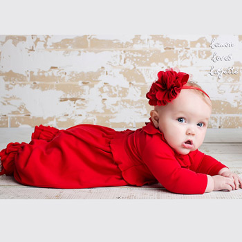 Lemon Loves Layette "Jenna" Gown for Newborn and Baby Girls in True Red