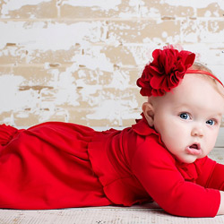Lemon Loves Layette "Jenna" Gown for Newborn and Baby Girls in True Red