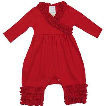 Lemon Loves Layette "Olivia" Romper for Newborns and Baby Girls in True Red