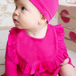 Lemon Loves Layette "Rubie" Bib in Hot Pink