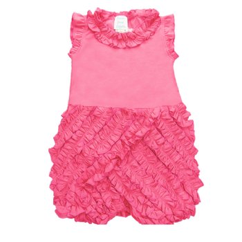 Lemon Loves Layette "Rula" Romper for Newborn and Baby Girls in Pink Lemonade