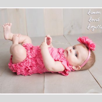 Lemon Loves Layette "Rula" Romper for Newborn and Baby Girls in Pink Lemonade